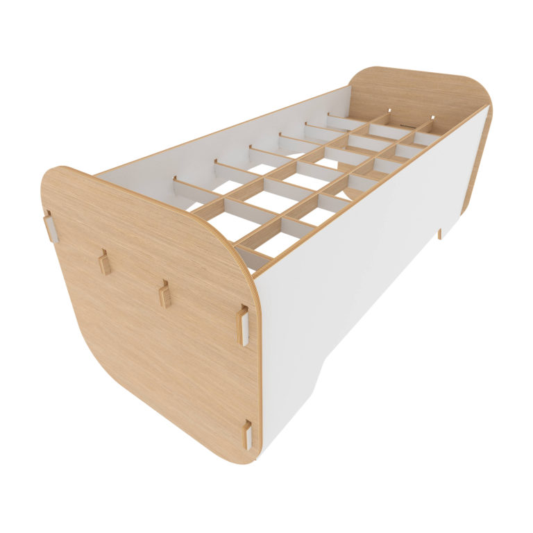 Bed with desk - White and Oak - Bed mode