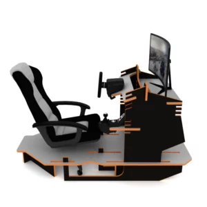 Rendered image of the cockpit project combining light gray and black surfaces