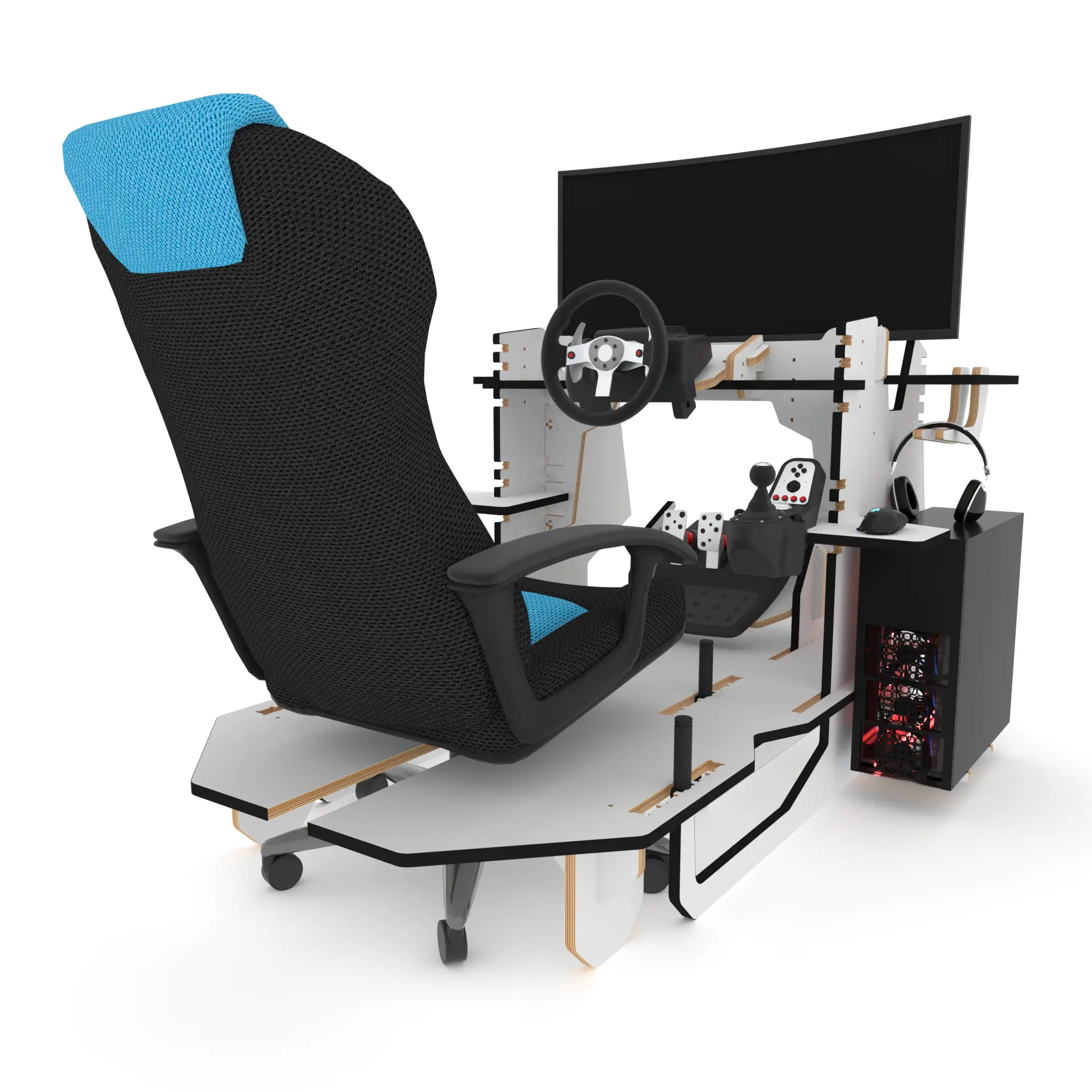 turnifure Rockpit fully adjustable Sim Racing Rig furniture design.