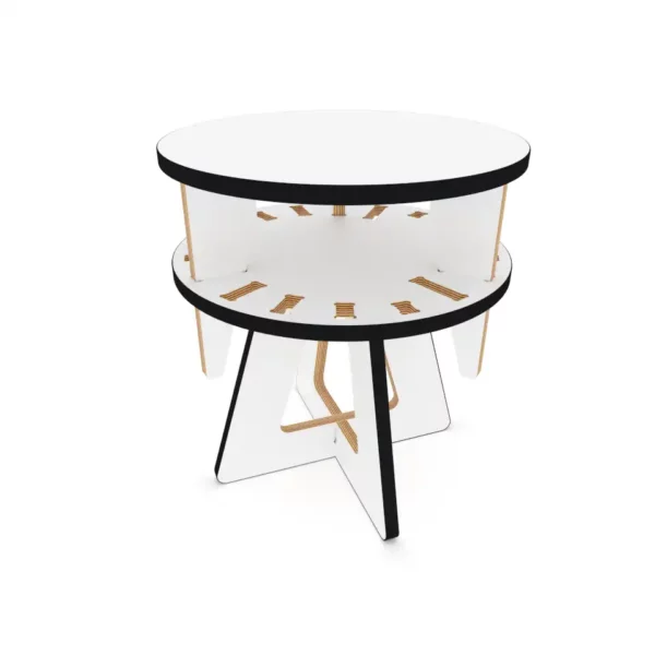 Shift 6 levels adjustable CNC stool cut from half inch plywood.