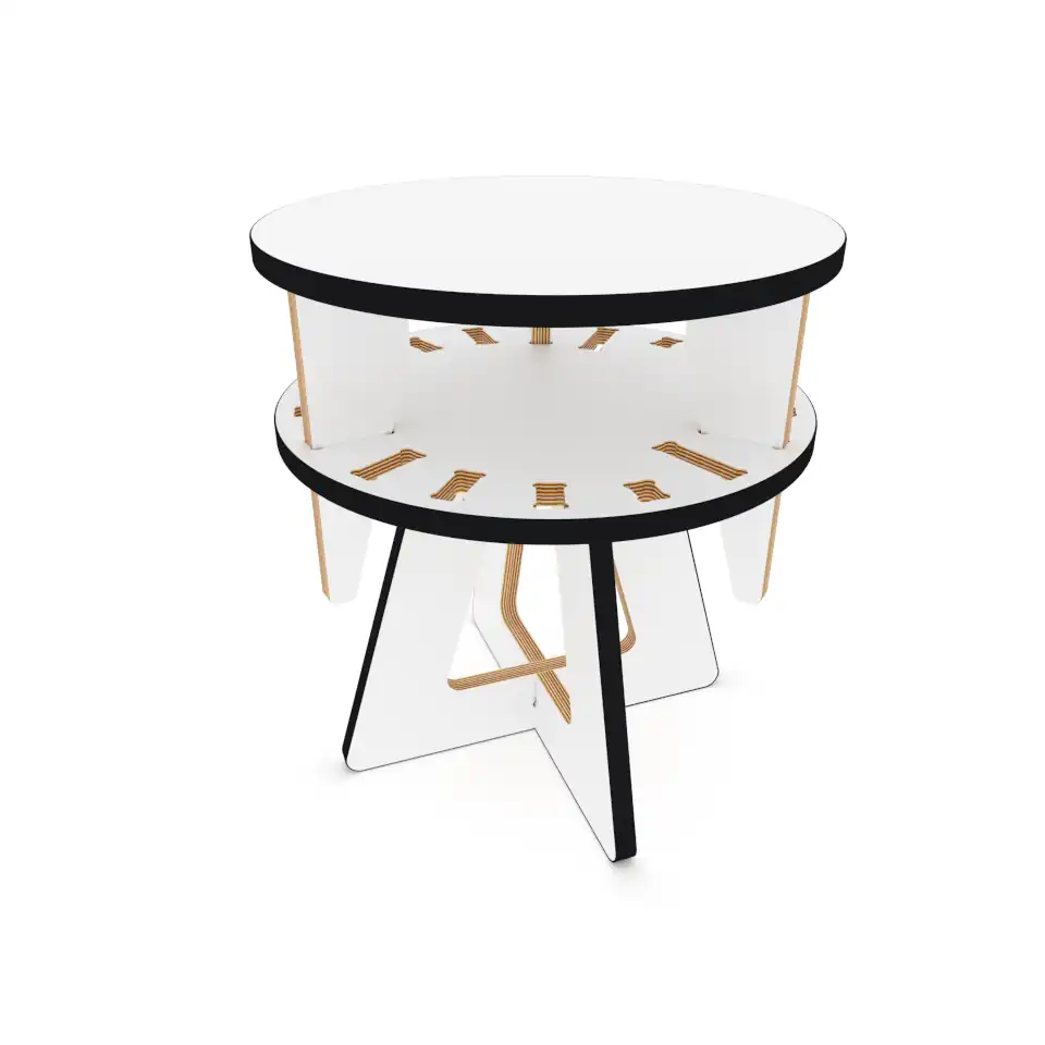 Shift 6 levels adjustable CNC stool cut from half inch plywood.