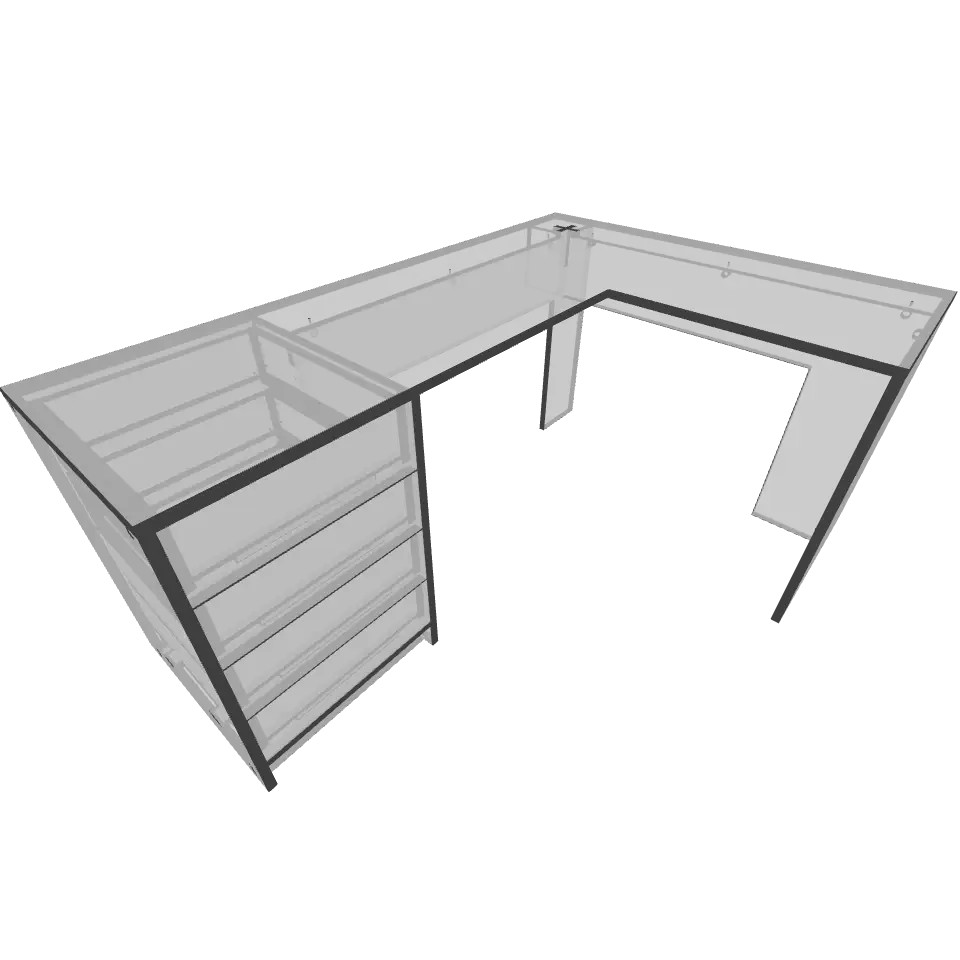L-shaped Desk with 1 Equal-Height Drawers Module