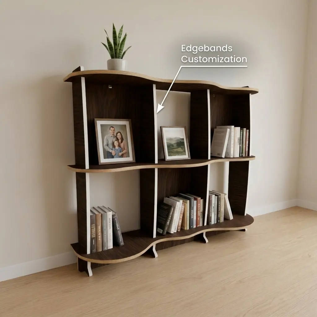 Wavy Standing Bookshelf M1 - 120 x 100 x 30 cm (1 Board Square) - Material: 18 mm