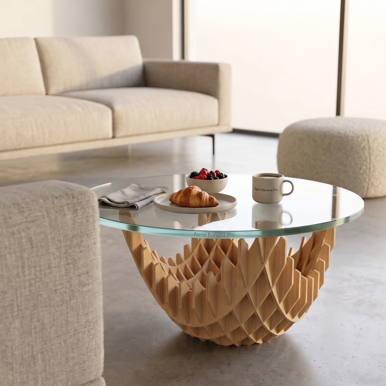 Table3 - Curvy Grid Leg - Standard Profile - Material: 9mm