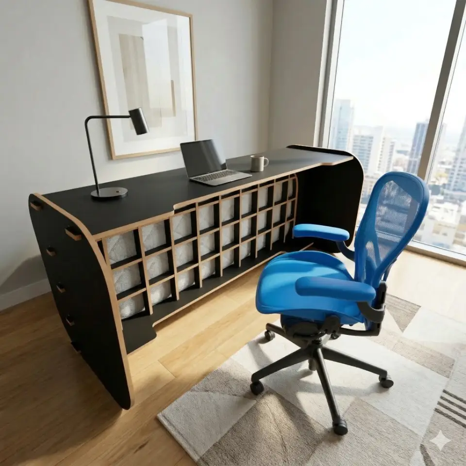 Deskbed - EU Single Mattress Standard (900x1900 mm) - Material: 18 mm view