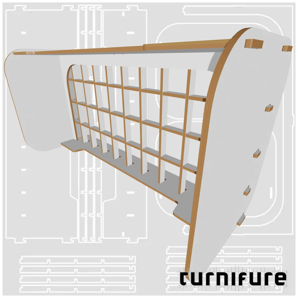 Deskbed - EU Single Mattress Standard (900x1900 mm) - Material: 3/4 in
