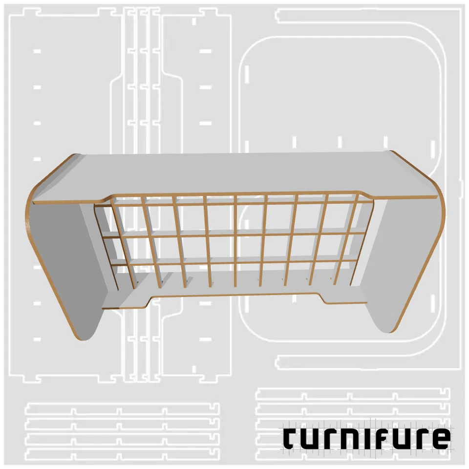 Deskbed - US Twin Mattress Standard (38x75 in) - Material: 3/4 in