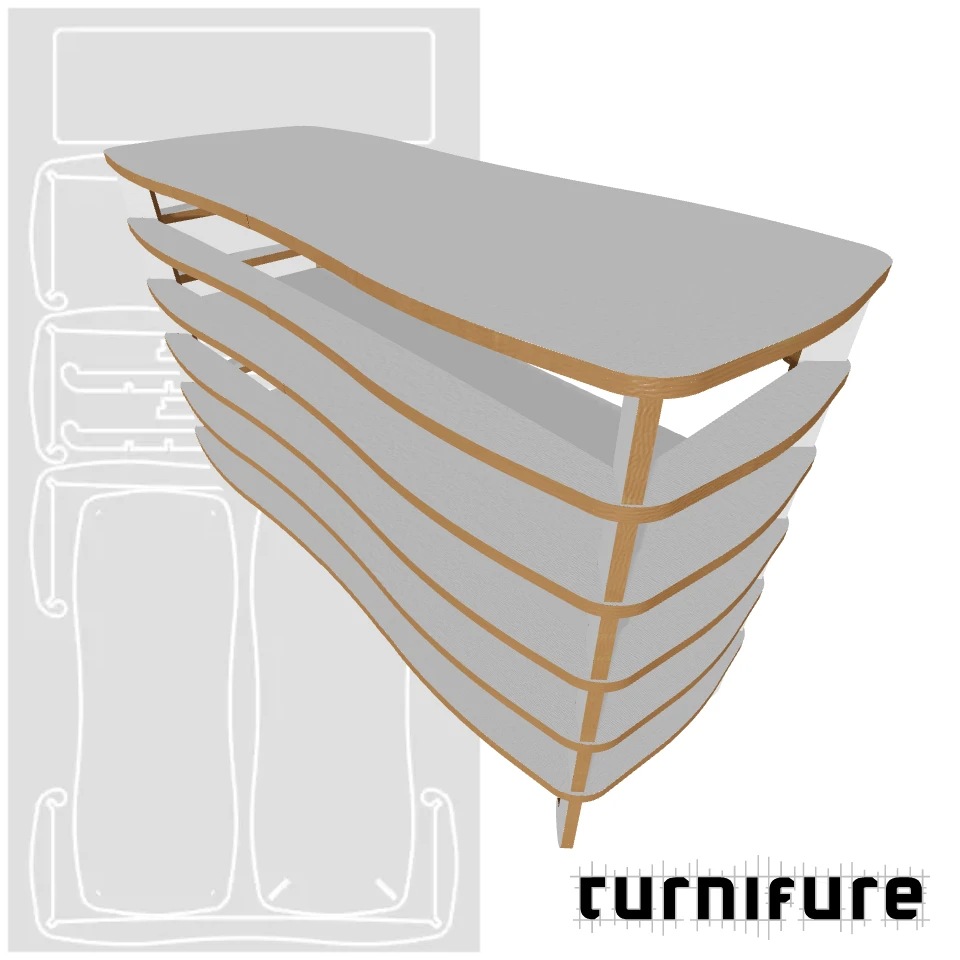 Wavy Rack - Large Volume TV Rack and Stand (70 cm height) - Material: 15 mm