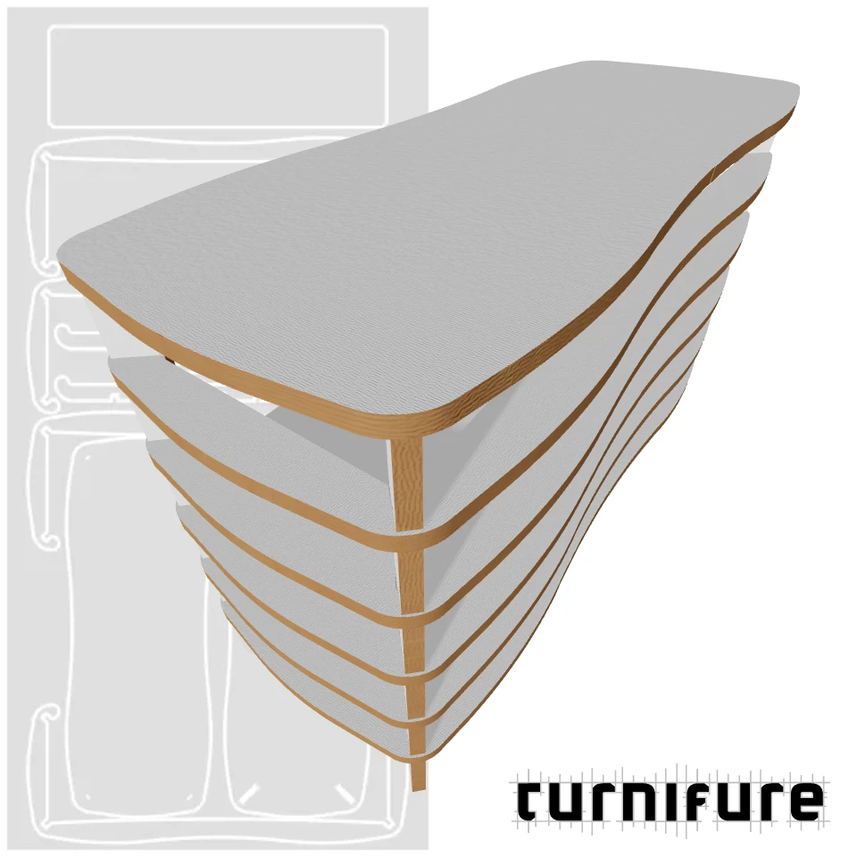Wavy Rack - Large Volume TV Rack and Stand (70 cm height) - Material: 18 mm