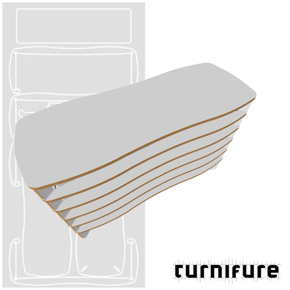 Wavy Rack - Large Volume TV Rack and Stand (70 cm height) - Material: 5/8 in