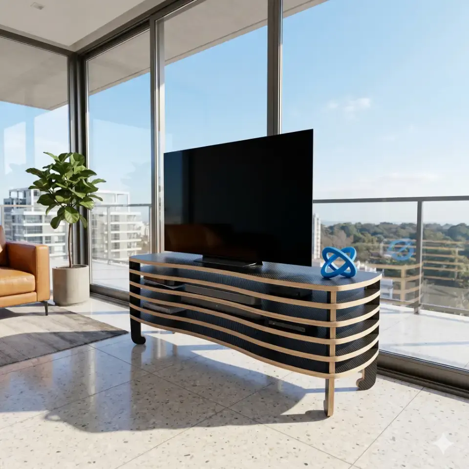 Wavy Rack - Low Profile (30 cm) TV Rack and Stand - Material: 18 mm