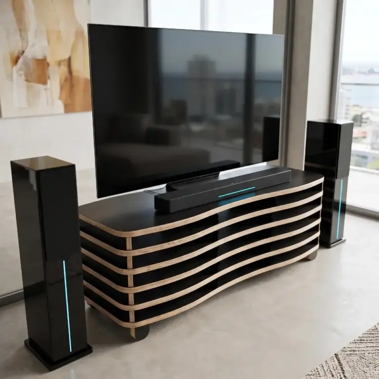 Wavy Rack - Low Profile (30 cm) TV Rack and Stand - Material: 3/4 in view