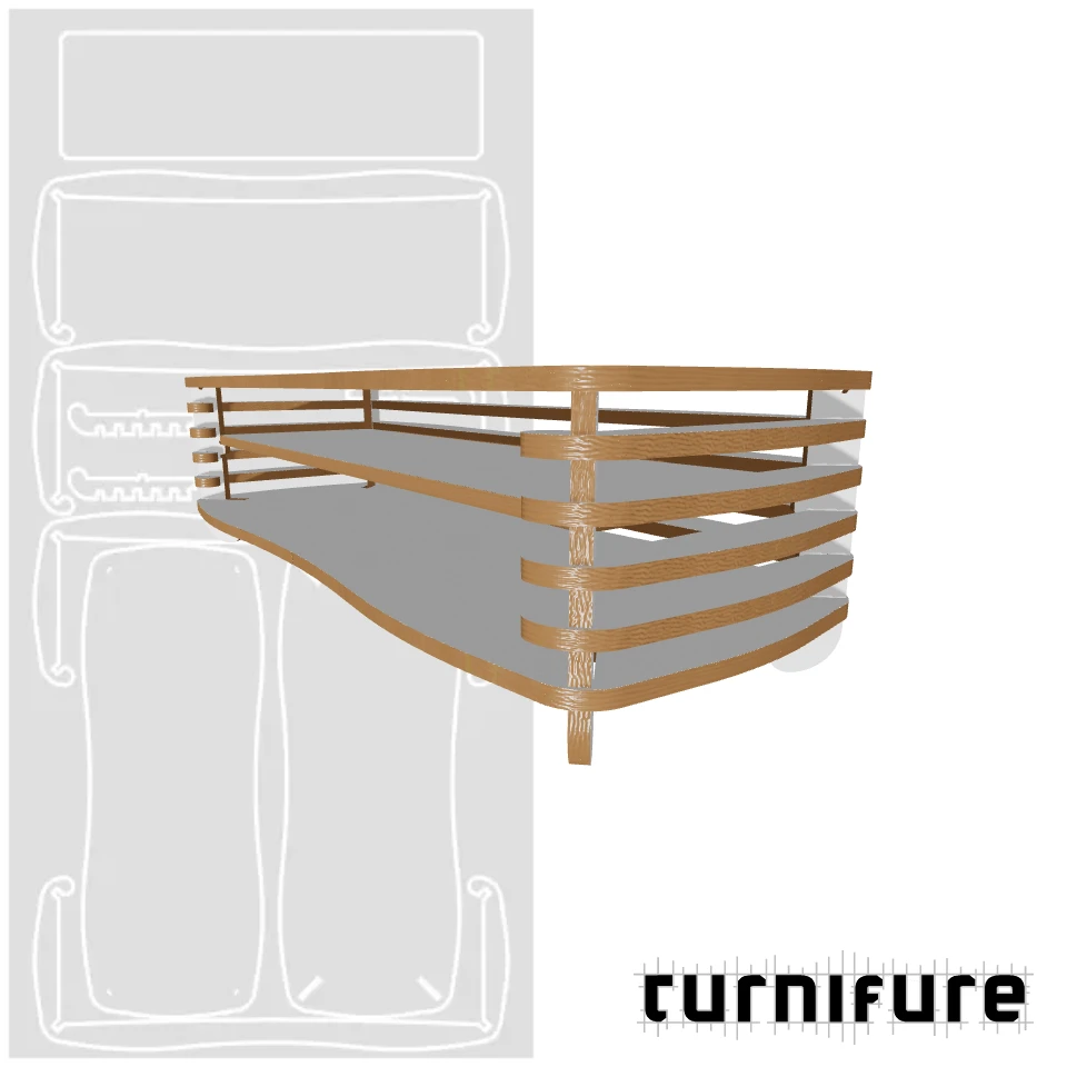 Wavy Rack - Low Profile (30 cm) TV Rack and Stand - Material: 5/8 in