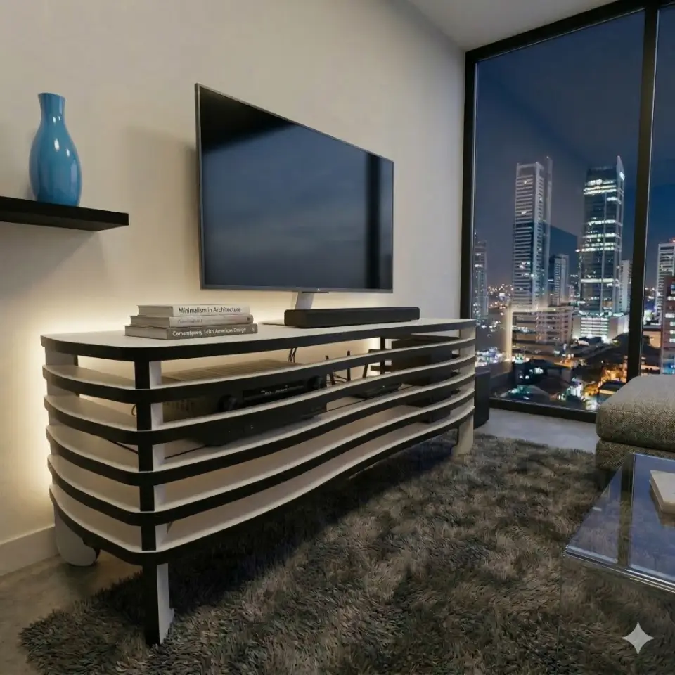 Wavy Rack - Medium Height (50 cm) TV Rack and Stand - Material: 18 mm view
