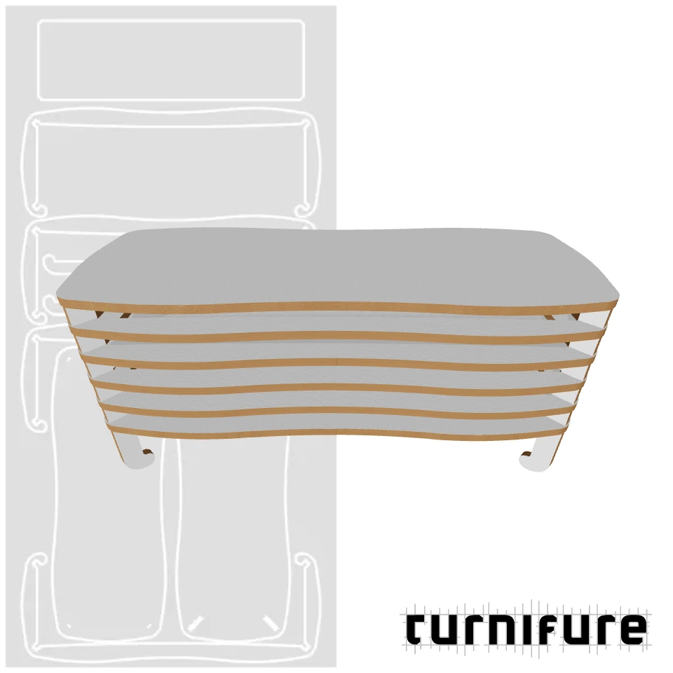 Wavy Rack - Medium Height (50 cm) TV Rack and Stand - Material: 3/4 in