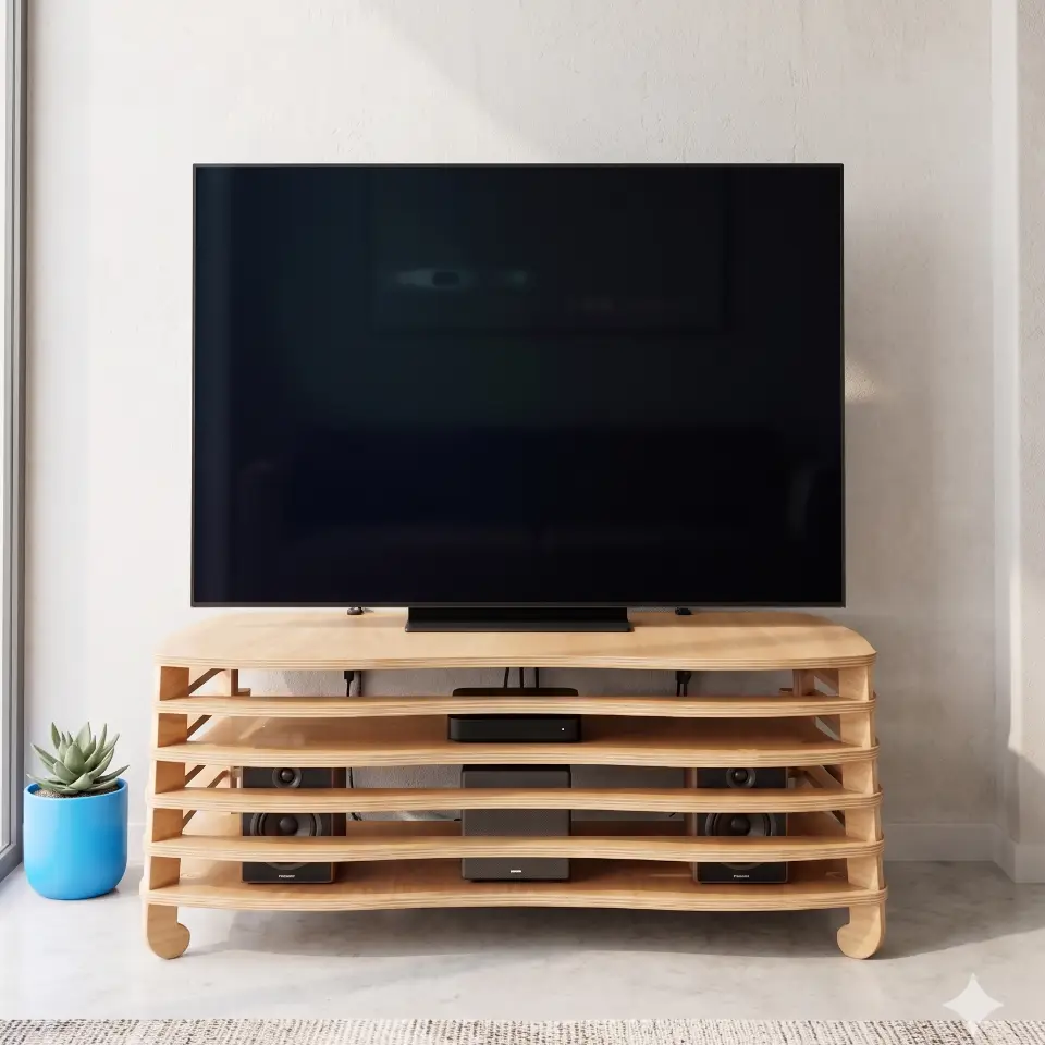 Wavy Rack - Medium Height (50 cm) TV Rack and Stand - Material: 5/8 in