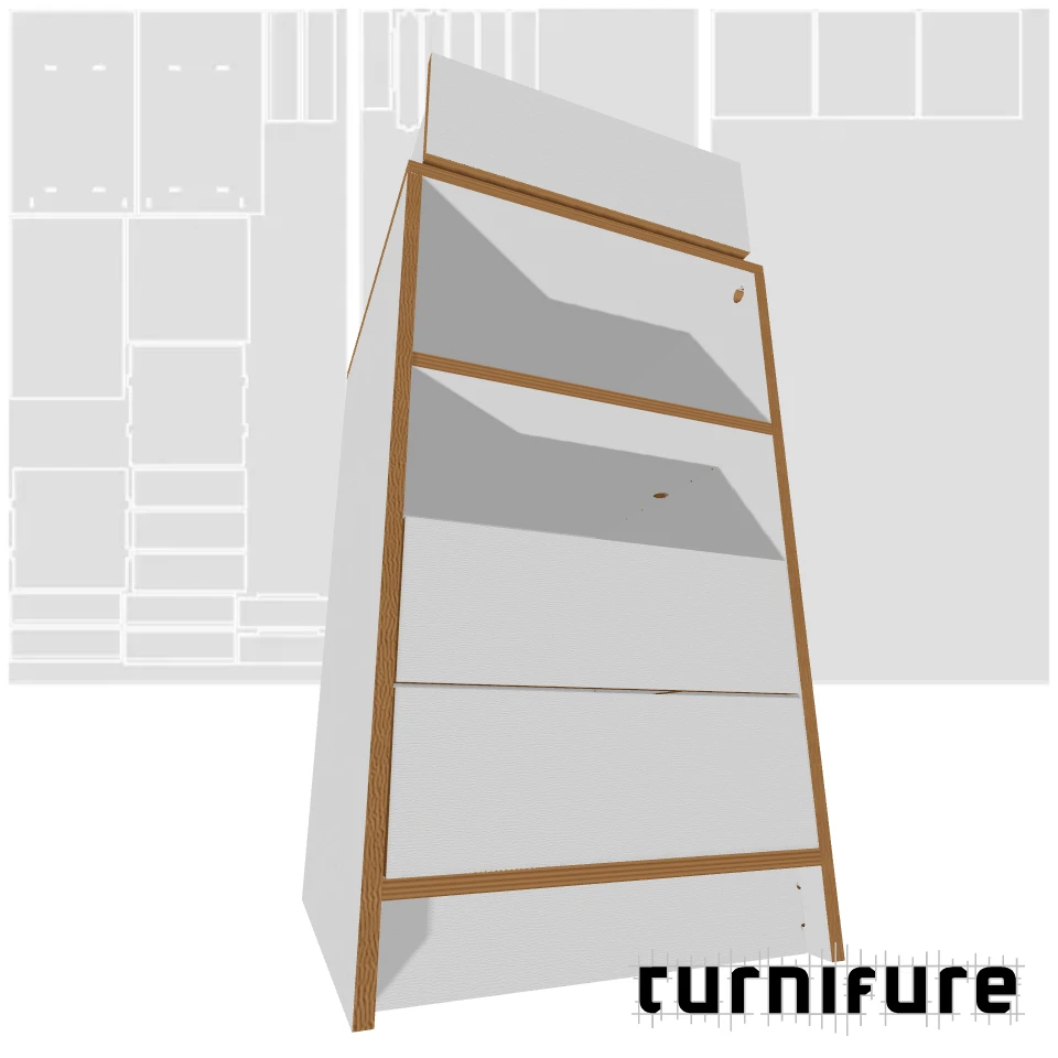 Drawer Cabinet with Top Shelf - 1-Board Tall Drawer Cabinet - Material: 15 mm