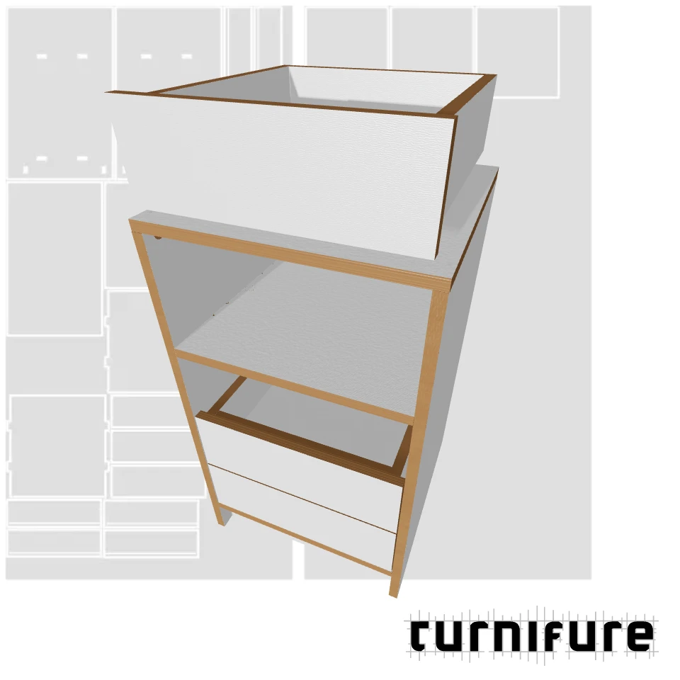 Drawer Cabinet with Top Shelf - 1-Board Tall Drawer Cabinet - Material: 18 mm
