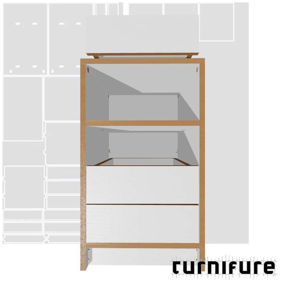Drawer Cabinet with Top Shelf - 1-Board Tall Drawer Cabinet - Material: 3/4 in
