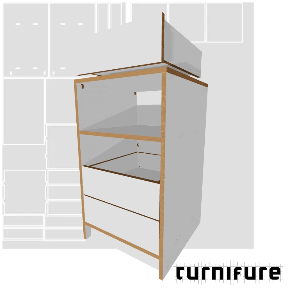 Drawer Cabinet with Top Shelf - 1-Board Tall Drawer Cabinet - Material: 5/8 in