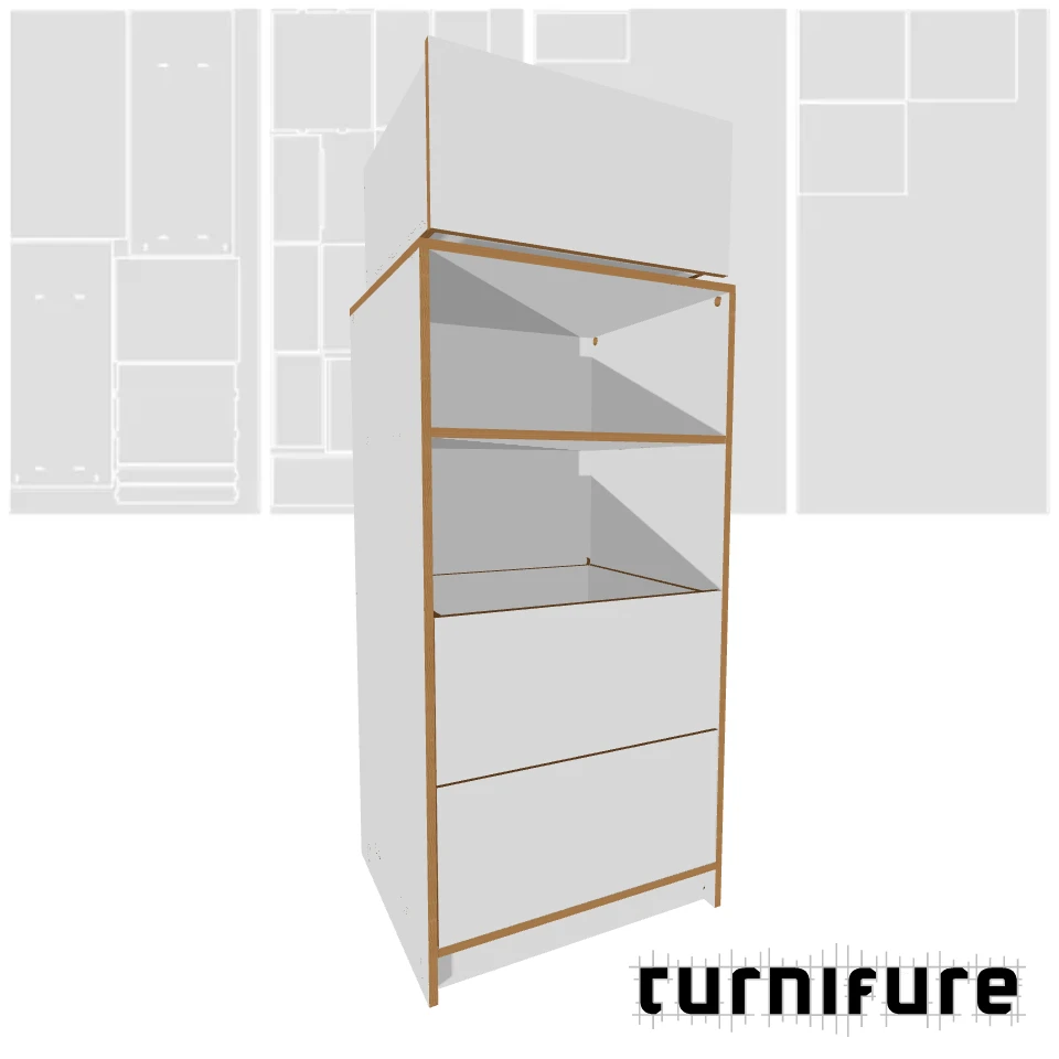 Drawer Cabinet with Top Shelf - Media Tower - Material: 15 mm