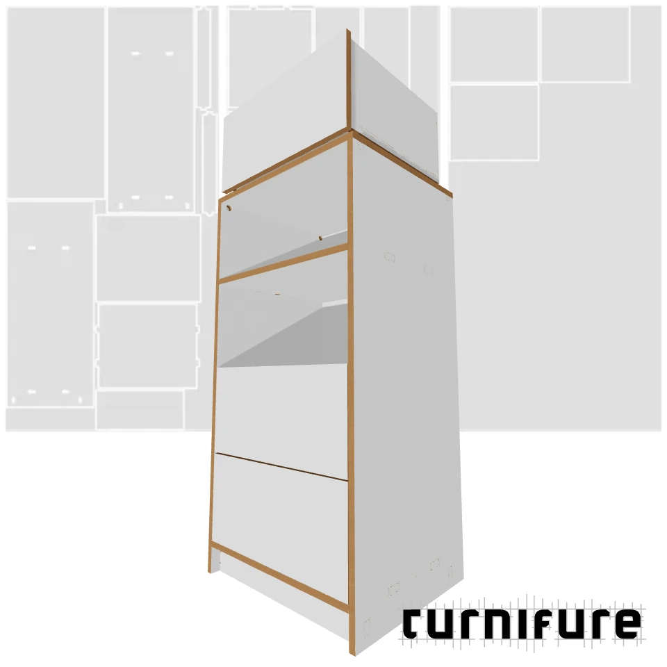 Drawer Cabinet with Top Shelf - Media Tower - Material: 18 mm
