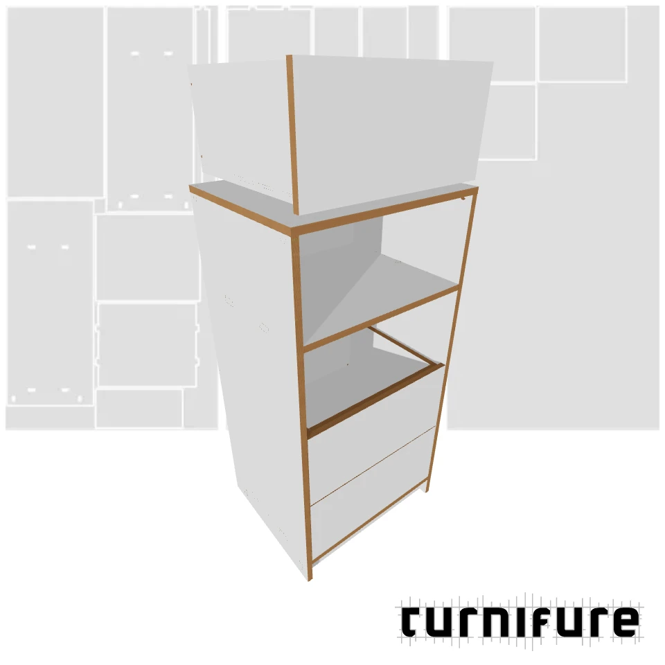 Drawer Cabinet with Top Shelf - Media Tower - Material: 3/4 in