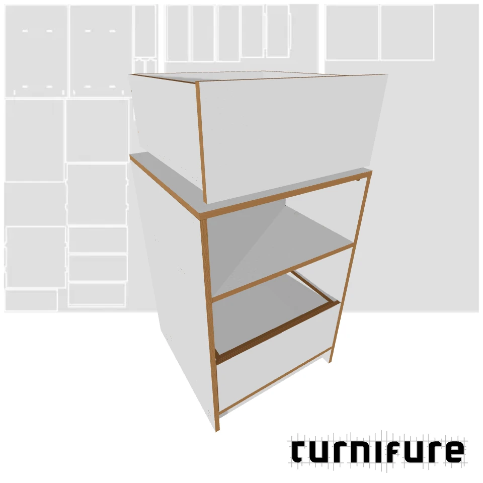 Drawer Cabinet with Top Shelf - Printer Stand - Material: 15 mm