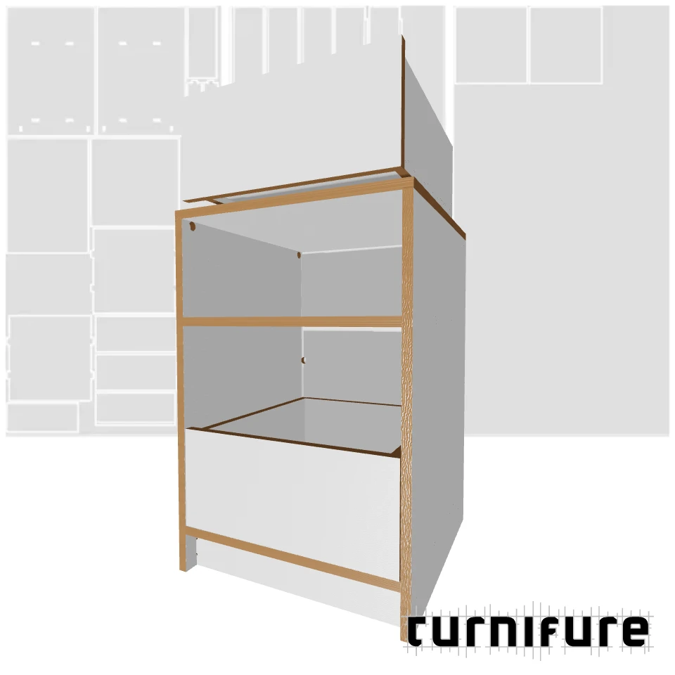 Drawer Cabinet with Top Shelf - Printer Stand - Material: 18 mm