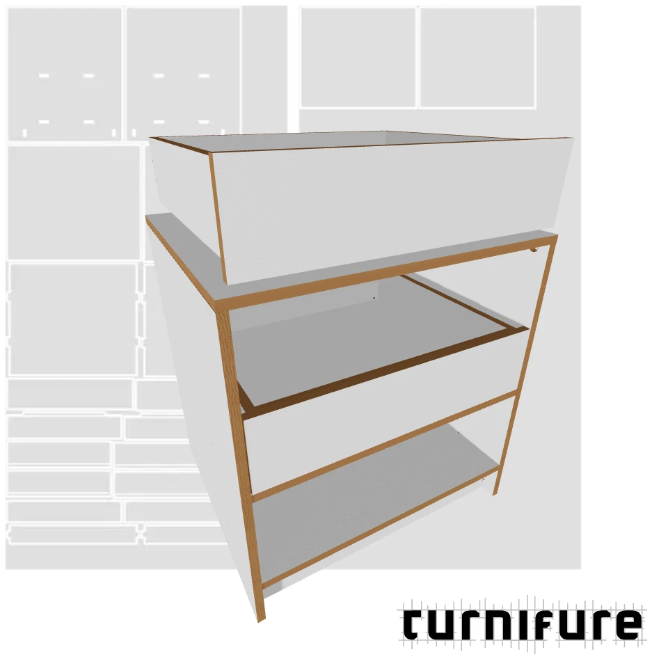 Drawer Cabinet with Bottom Shelf - 1-Board optimized - 2 Large Drawers Cabinet - Material: 15 mm
