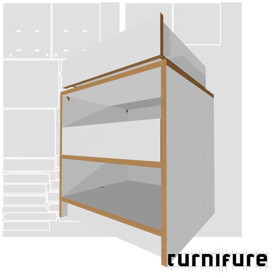 Drawer Cabinet with Bottom Shelf - 1-Board optimized - 2 Large Drawers Cabinet - Material: 18 mm