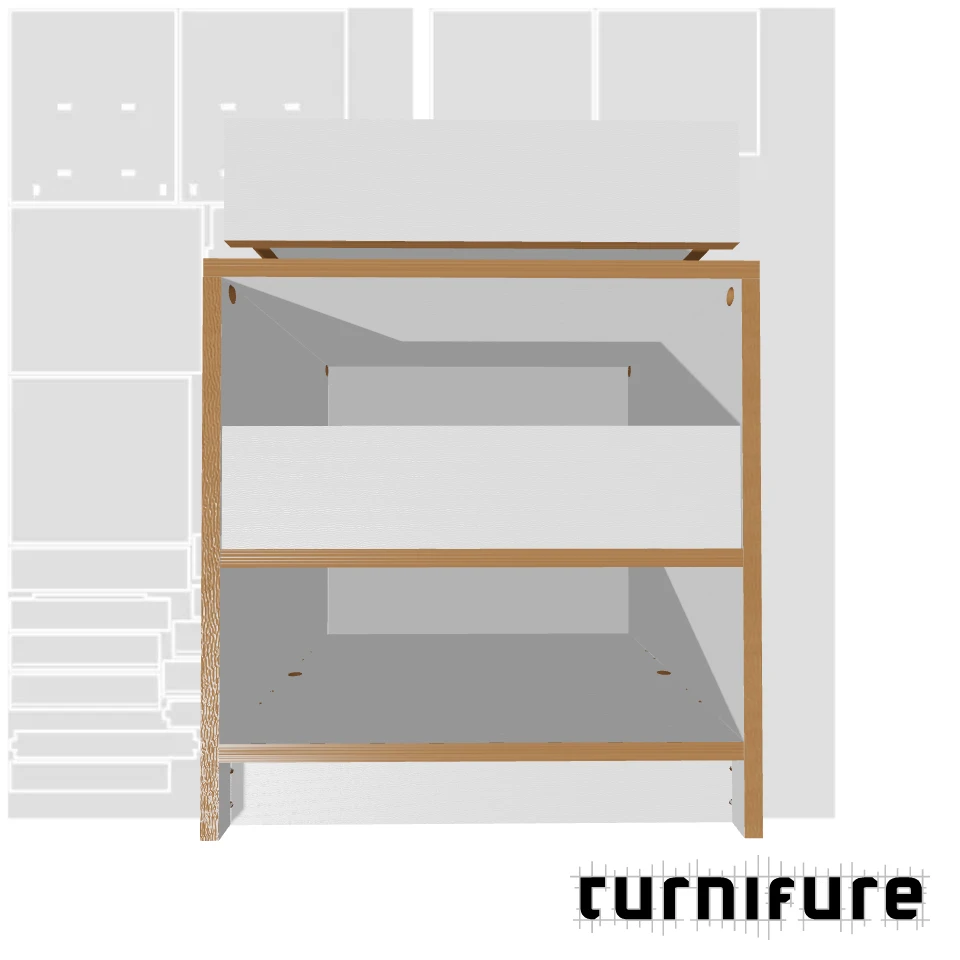 Drawer Cabinet with Bottom Shelf - 1-Board optimized - 2 Large Drawers Cabinet - Material: 3/4 in