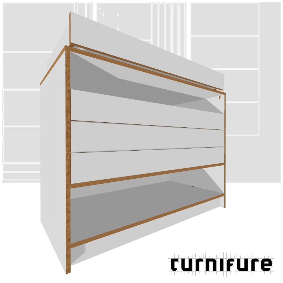 Drawer Cabinet with Bottom Shelf - 2-Board optimized - 4 Extra-Wide Drawers Cabinet - Material: 15 mm