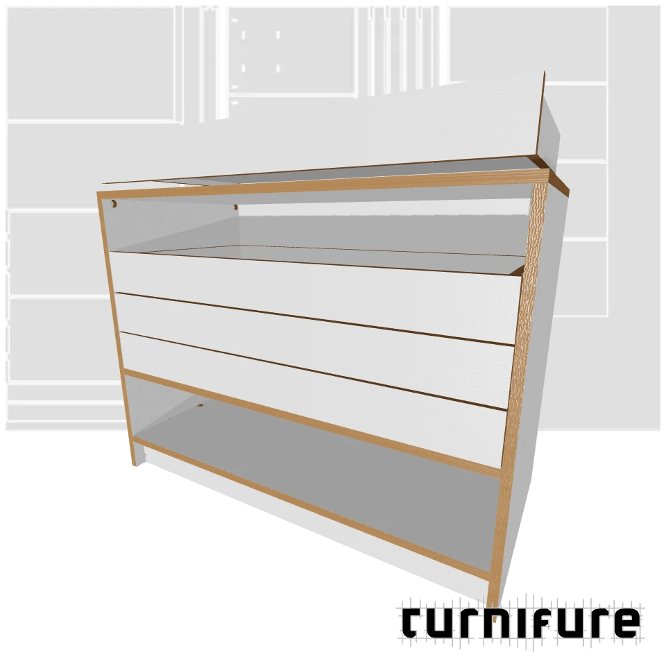 Drawer Cabinet with Bottom Shelf - 2-Board optimized - 4 Extra-Wide Drawers Cabinet - Material: 18 mm