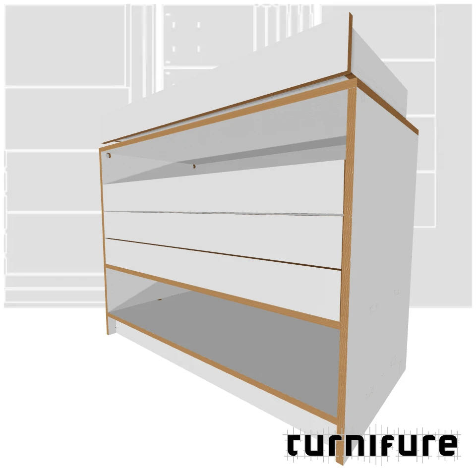 Drawer Cabinet with Bottom Shelf - 2-Board optimized - 4 Extra-Wide Drawers Cabinet - Material: 5/8 in