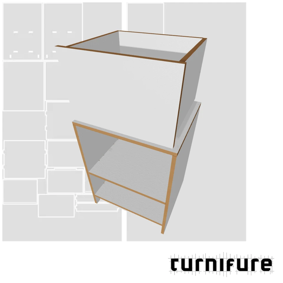 Drawer Cabinet with Bottom Shelf - Nightstand Open Bottom - Material: 15 mm