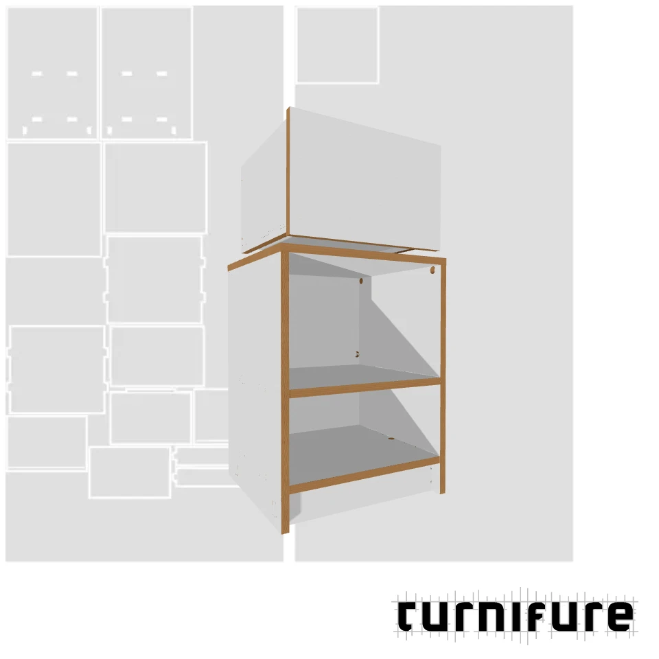 Drawer Cabinet with Bottom Shelf - Nightstand Open Bottom - Material: 18 mm