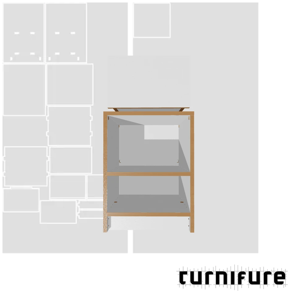 Drawer Cabinet with Bottom Shelf - Nightstand Open Bottom - Material: 3/4 in