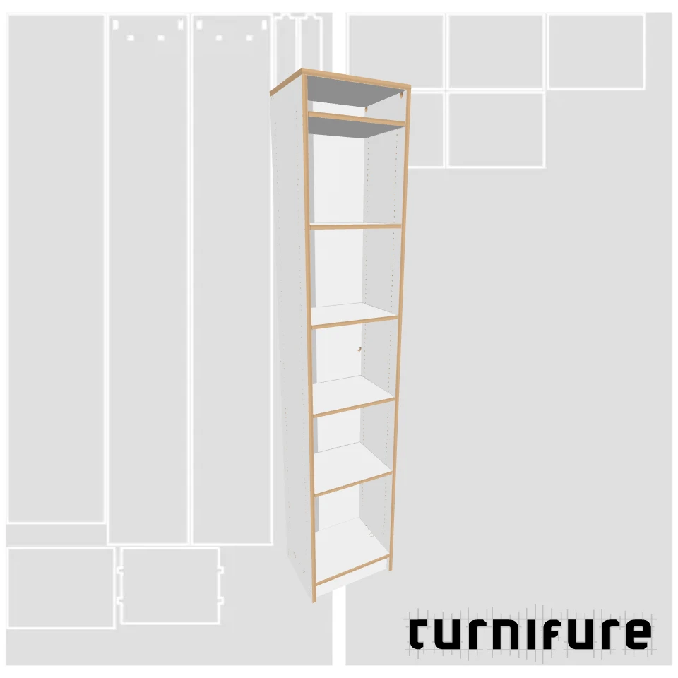 Adjustable Shelves Column - Narrow Tower - Material: 18mm