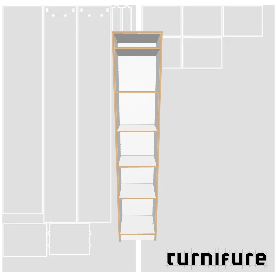 Adjustable Shelves Column - Narrow Tower - Material: 19.05mm