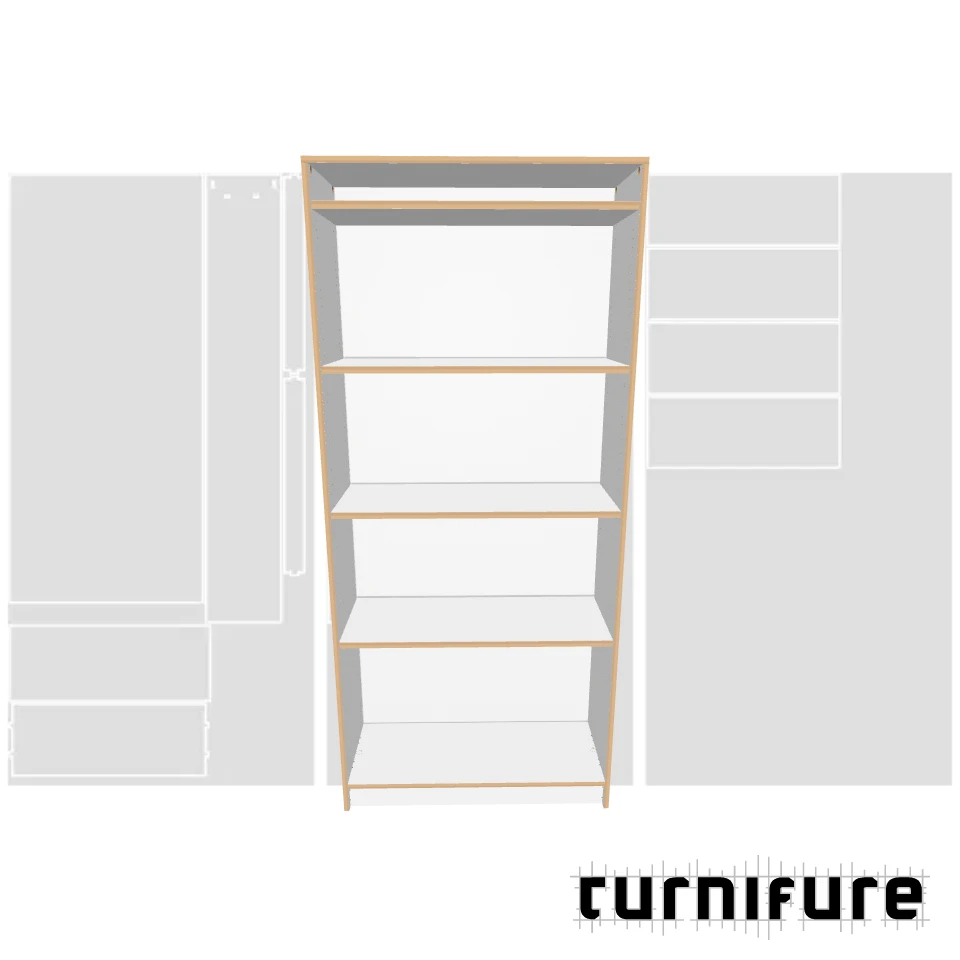 Adjustable Shelves Column - Standard Bookcase - Material: 15mm
