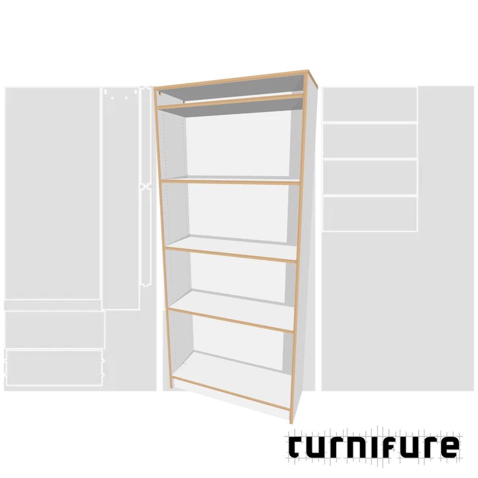 Adjustable Shelves Column - Standard Bookcase - Material: 18mm
