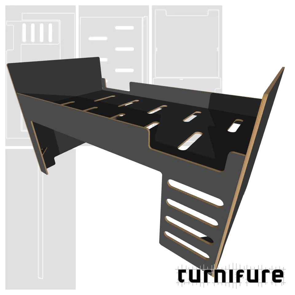 Loft Bed M1 - AU King Single (1070x2030 mm) - Material: 15 mm