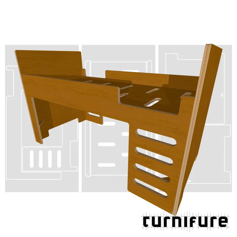 Loft Bed M1 - AU Standard Single (920x1880 mm) - Material: 25 mm