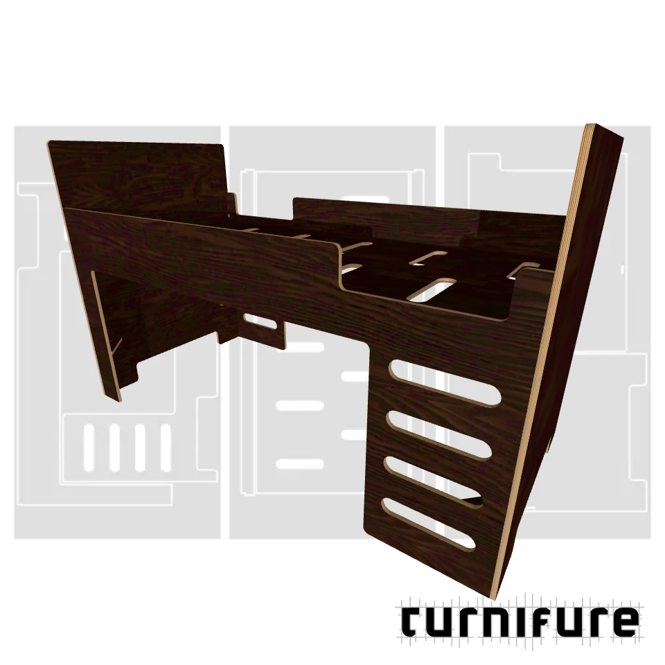 Loft Bed M1 - EU Single Mattress Standard (900x1900 mm) - Material: 15 mm