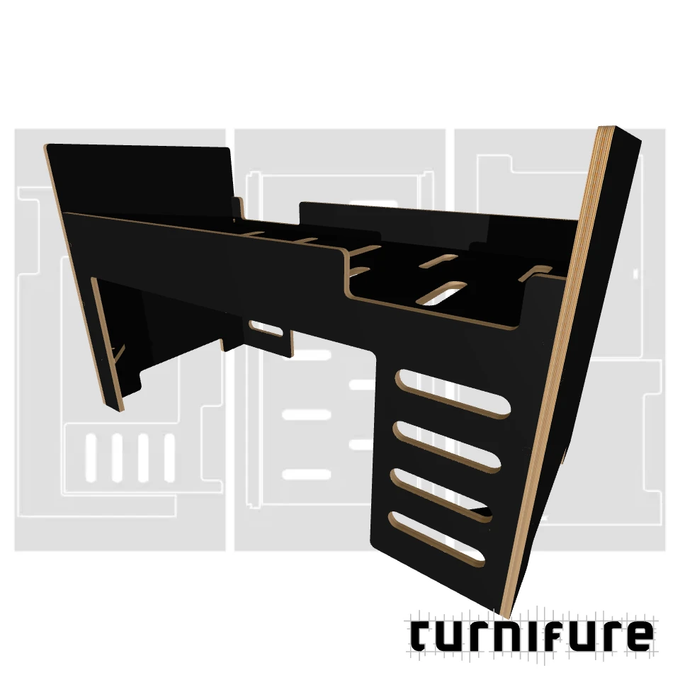 Loft Bed M1 - EU Single Mattress Standard (900x1900 mm) - Material: 25 mm