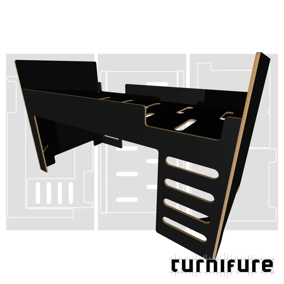 Loft Bed M1 - JP Standard Single (970x1950 mm) - Material: 15 mm