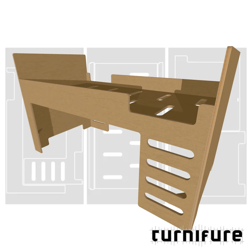 Loft Bed M1 - JP Standard Single (970x1950 mm) - Material: 18 mm