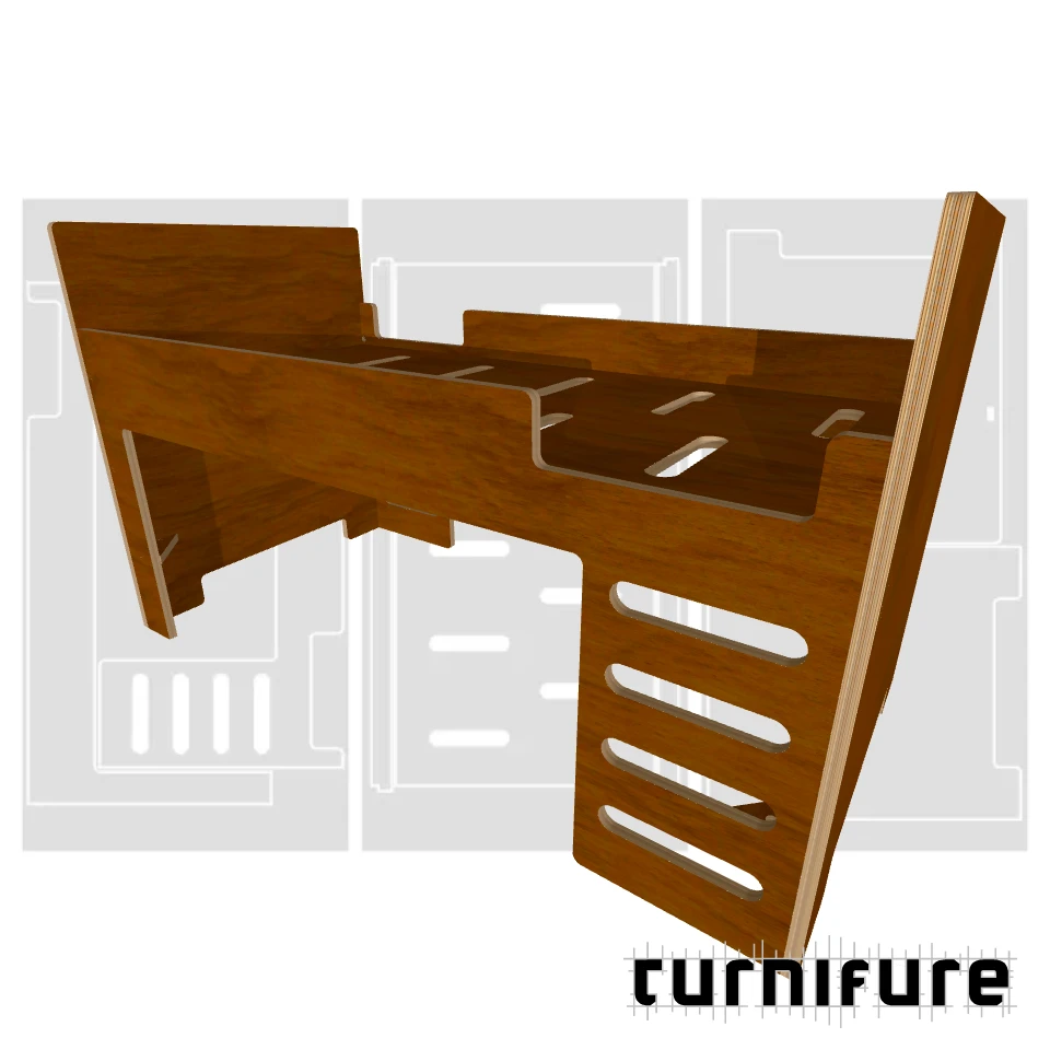 Loft Bed M1 - JP Standard Single (970x1950 mm) - Material: 25 mm