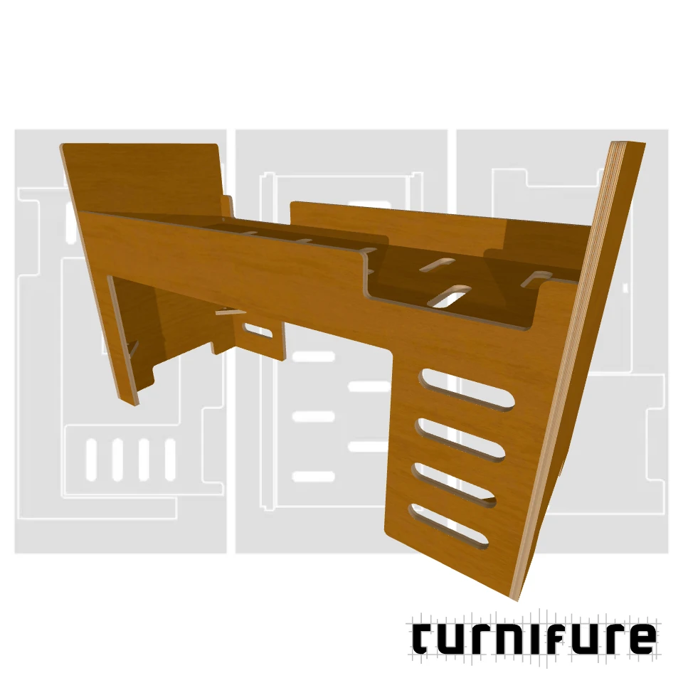 Loft Bed M1 - UK Small Single (750x1900 mm) - Material: 25 mm